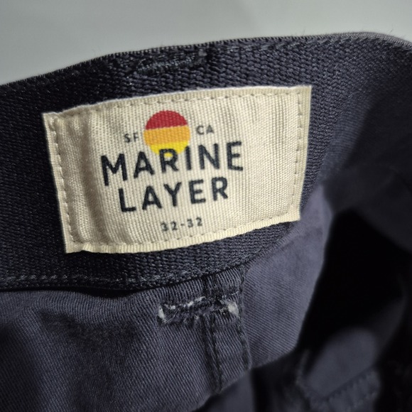 Marine Layer Pants Mens 32x32 Blue Breeze Slim Straight 5 Pocket Office Stretch - Picture 6 of 11